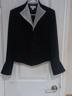 Isabella Elegant Black Blazer with Chiffon Accents
